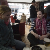 Sally and Lisa having a few beers off of Istiklal Caddesi