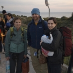 Lisa, ET and Sally at the bus drop off on Anzac Day eve