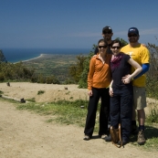 Lisa, Sam, Sally and ET at Chunuk Bair with the Gallipoli Peninsula in the background