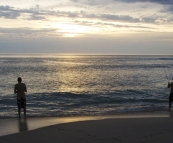 Sam and Chris fishing at Johanna Beach