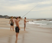 Sam and Chris fishing at Johanna Beach