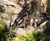 Lisa and Gina at Splitters Falls on the way to The Pinnacles