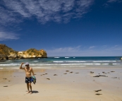 Chris on the beach at Childers Cove at the beginning of the Great Ocean Road