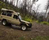 Lisa tackling a steep hairpin on the King Billy Track