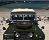 An awesome Land Rover on the beach at Flinders