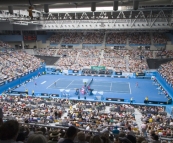 Jelena Jankovic playing Alona Bondarenko in the Hisense Arena