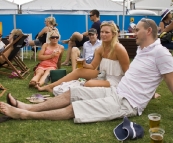 Watching the game from the Heiniken Beer Garden