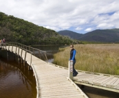 Lisa crossing Tidal River