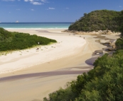 The view of Tidal River and Normans Beach on the Pillar Point walk