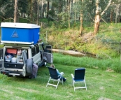 Camping by the Franklin River near Toora