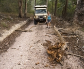 The hot evening played havoc with the track into Raymond Falls