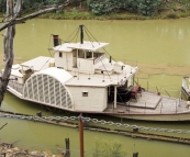 An old paddle steamer on the Murray River in Echuca