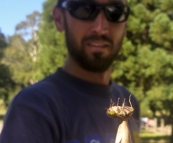 Sam and one of the many March Flies in the Otway Ranges