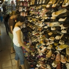 Lisa in shoe heaven in Ben Tanh Market