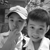 School boys on their way home in Hoi An