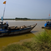 Fishing boats in the river at Tanh Ha