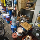 The streetside kitchen at Bung Cha Hang Manh