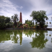 Tran Quoc Pagoda on its island in Ho Tay Lake