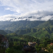 The view of the mountains from our hotel balcony