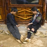 H'Mong children playing alongside the trail up Ham Rong Mountain