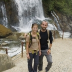 Sam and Lisa in front of Cat Cat Falls