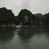 One of the many floating villages in Halong Bay