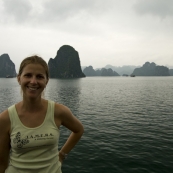 Lisa on the boat in Halong Bay