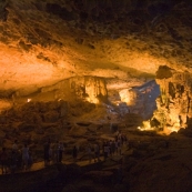 Hang Thien Cung cave in one of the islands of Halong Bay