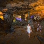 Lisa in Hang Thien Cung cave in one of the islands of Halong Bay