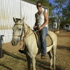 Lisa ready to go on her horse Oro