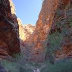 Lisa hiking in to Cathedral Gorge