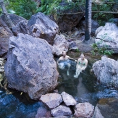 Sam and Lisa taking a morning dip in Zebedee Springs