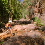 Lisa hiking in El Questro Gorge