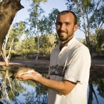 Sam and a baby Barramundi