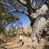 Lisa and a 1000 year old Boab tree hiking to Champagne Springs