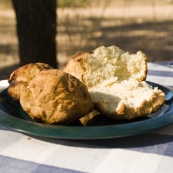 Damper scones at our campsite on Drysdale Station