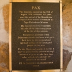 The dedication plaque outside the Kalumburu Mission museum