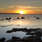 Sunset from our campsite north of Pago