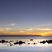 Sunset from our campsite north of Pago