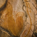 Aboriginal art on the rocks near our campsite at King Edward River