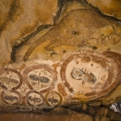 Aboriginal art on the rocks near our campsite at King Edward River