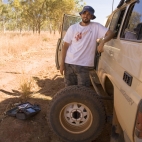 Sam repairing our first puncture