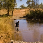 Sam checking one of the creek crossings on our way into Bell Gorge