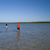 Two of the Aboriginals from Gambanan hunting for crabs