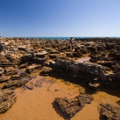 Lisa exploring the Mars-like rock formations at Chile Creek