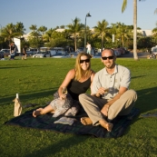 Enjoying a bottle of white wine while watching the sunset over Cable Beach