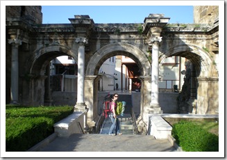 On our way to the bus from Antalya to Fethiye at the gates to Kaleici