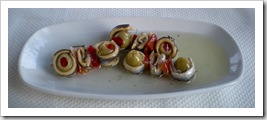 One of Lisa's favorite mezes: olives wrapped in anchovies