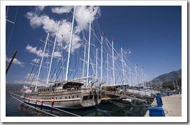 The harbor and Turkish yachts in Fethiye