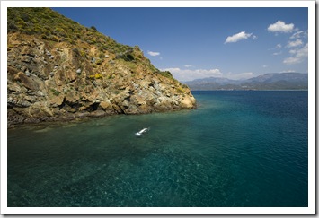 Sam snorkeling at one of the Yassica Islands on our cruise